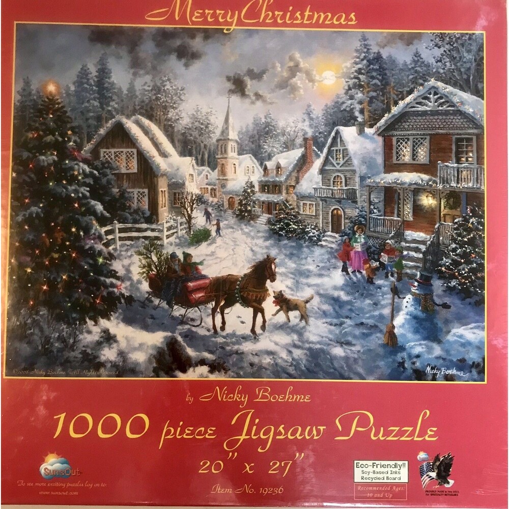 NEW Christmas Sunsout Nicky Boehme 1000 Piece Jigsaw Puzzle Merry Xmas 20 x 27